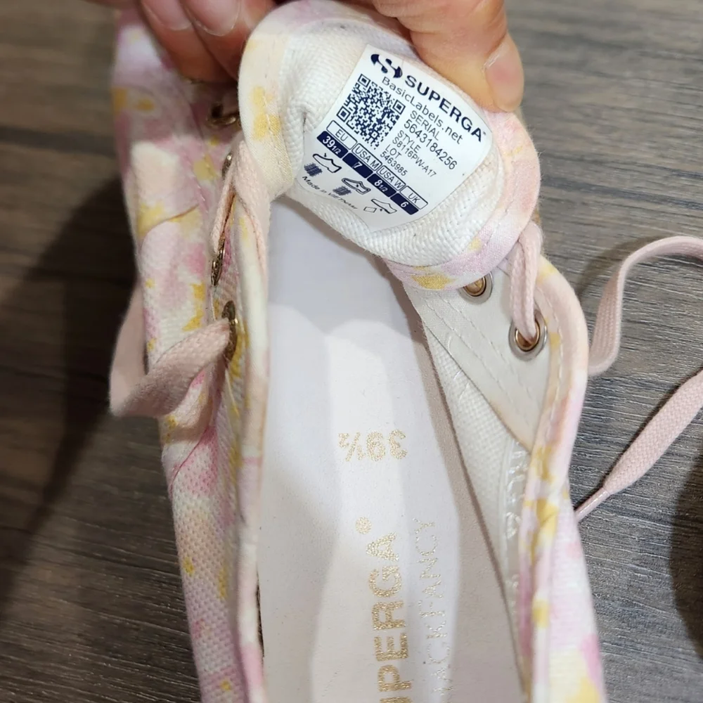 Superga LoveShackFancy Platform Canvas Espadrille Peach Sneaker Shoes 8.5